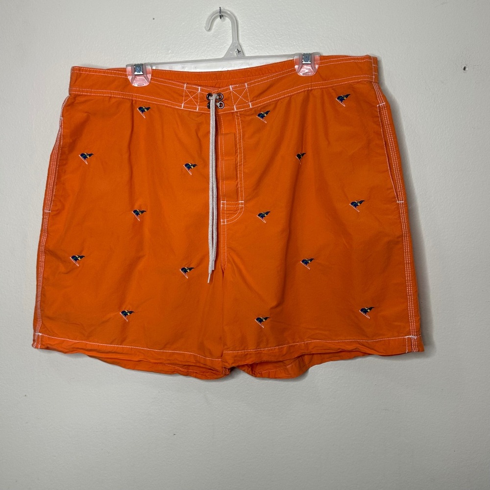 Vtg Polo Ralph Lauren Swim Trunks Orange Embroidered Flags size‎ XXL
